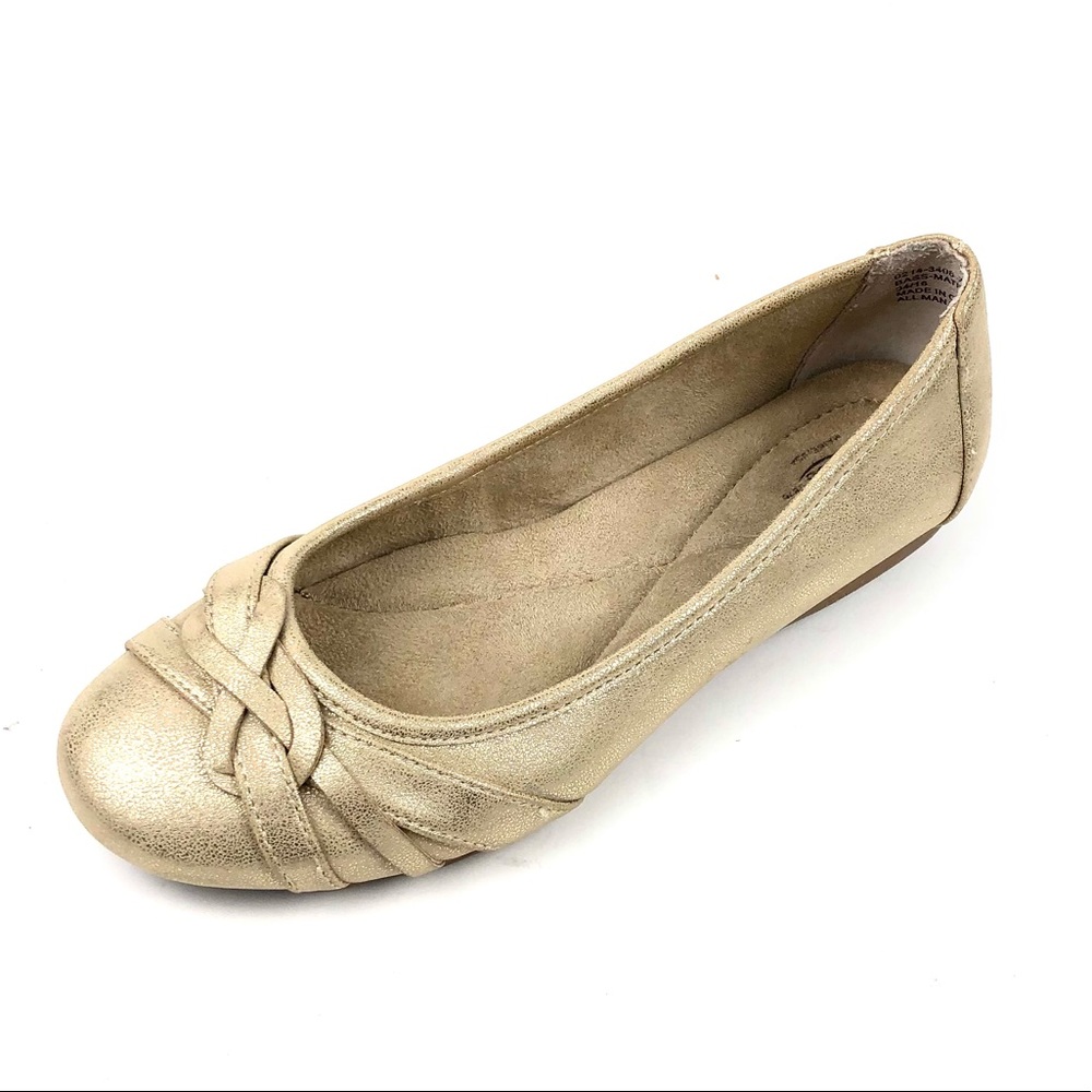 Bass Womens Matilda Metallic Gold Leather Ballet Flats Size 5